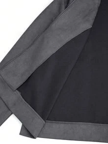 GlowEve CURVE Women's Plus Size Suede Lapel Zipper Front Casual Motorcycle Jacket - Grey - View 8