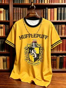 HARRY POTTER X SHEIN Manfinity Campus Court 男士圓領字母印花休閒日常短袖T恤 - 彩色 - 查看 1