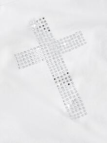 ROMWE Y2K Sexy Backless Beaded Cutout Criss-Cross Tie Design Halter Neck Tank Top For Women - White - View 2