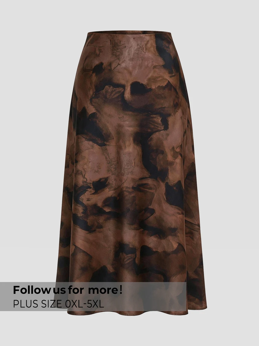Firerie Plus Size Women's All-Over Print Casual Versatile Skirt - Multicolor - View 1