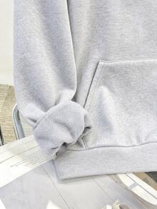 SHEIN 兒童青少年男孩休閒灰色字母與圖案印花寬鬆版型開學季秋冬衛衣，適合學校、街頭、派對穿著 - 淺灰色 - 查看 8