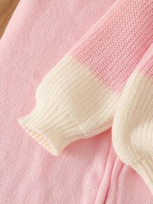 New Fashion Versatile Cute Girls Heart Bow Knitted Sweater Set - Pink - View 5