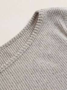 Elegantrix Plus Size Women's Autumn/Winter Cinched Waist Ruched Lace Trim Patchwork Casual Commute T-Shirt Top - Grey - View 3
