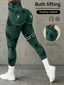 StreetHx Women's Seamless Casual Daily Wear Sports Tight Leggings - Dark Green - View 4