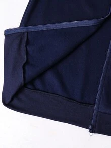 SHEIN Teen Boy Colorblock Long Sleeve Sweatshirt And Sweatpants Casual Daily Set - Navy Blue - View 9