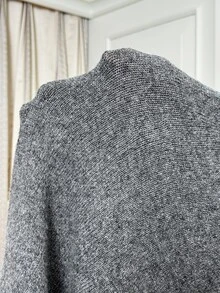 Modelyn Women's Minimalist Commuter Button Long Sleeve Sweater Dress - Dark Grey - View 7