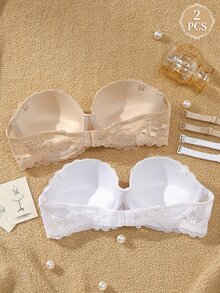 Snug Zone 2件組蕾絲鋼圈墊胸聚攏內衣，附可拆式肩帶內衣套裝 - 彩色 - 查看 3