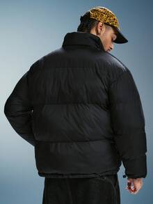 PAVTROS Men's Zipper Long Sleeve Padded Coat New Year New Year's Day - Black - View 2