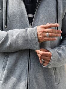 Marcello Vane 男士秋冬針織長版開襟毛衣，正式風，適合日常穿著、秋季、儀式感通勤風格 - 淺灰色 - 查看 6