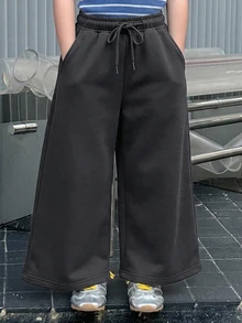 Dazy Kids 女童秋季服飾 彈性腰針織長褲 - 深灰色 - 查看 4