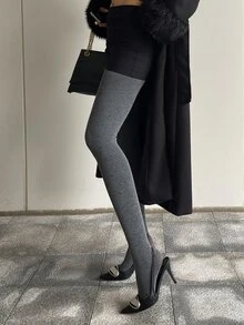 FRIFUL Women's Simple Versatile Tight-Fitting Base Layer Tights - Grey - View 2