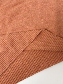 SHEIN CURVE+ كنزة صوفية بأكمام طويلة وأزرار على شكل ضفدع بتصميم مضلع عتيق للمقاسات الكبيرة - لون برتقالي - مشاهدة 5