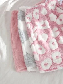 SweetSlumber Women's Sweet INS Plush Leopard Print Heart Pajama Bottoms 3 Pieces Set - Multicolor - View 4