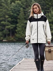 WanderVale Jaket Softshell Wanita Warna Polos 3-in-1 Minimalis Kasual Modis untuk Olahraga dan Aktivitas Luar Ruangan - Aprikot - View 7