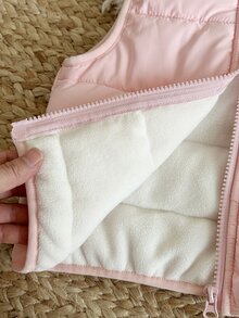 SHEIN Vintaside Kids 3件組幼女背心上衣與長褲套裝，可愛甜美粉色白色蝴蝶結羅紋加厚長袖圓領，冬季秋季保暖舒適公主風毛絨度假派對裝 - 粉色 - 查看 9