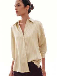 MOTF PREMIUM FRENCH STRIPED DROP SHOULDER LOOSE SHIRT - Apricot - View 8