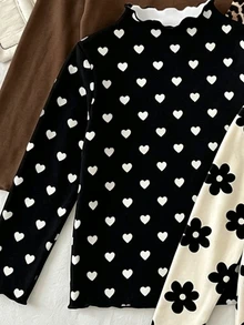SHEIN Vintaside Kids 4件裝少女秋冬返校休閒風長袖純色基本款修身上衣 - 彩色 - 查看 4