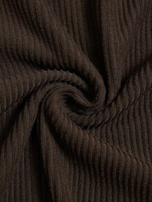 Selianne Design Contrast Color 2 In 1 Cold Shoulder Knit Dress With Semi-High Neck, Long Sleeve, Cinched Waist, A-Line Silhouette, Coffee Brown, Slimming Fit - Multicolor - View 3