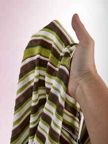 Amplova 拼色多色條紋 Polo 領收腰 A 字針織迷你洋裝，適合早午餐，秋季優雅大方 - 彩色 - 查看 11
