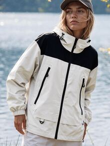 WanderVale Jaket Softshell Wanita Warna Polos 3-in-1 Minimalis Kasual Modis untuk Olahraga dan Aktivitas Luar Ruangan - Aprikot - View 6