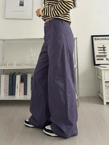 DAZY Autumn Curved Leg Purple Loose Design Patchwork Slimming Casual Streetwear Women's Jeans - Purple - View 6
