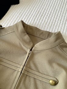 Comfortcana Women's Long Sleeve Button-Up Solid Color Napoleon Military Jacket, Halloween - Army Green - View 5