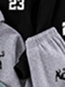 SHEIN 3件組兒童青少年男孩休閒百搭款黑色灰色藍色多色連帽套頭運動衫，適合通勤上學日常休閒戶外運動秋冬穿著 - 彩色 - 查看 6