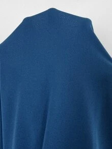 Feyla Women's Solid Color Long Sleeve Draped Neck Fitted Ruffle Hem Dress - Blue - View 8