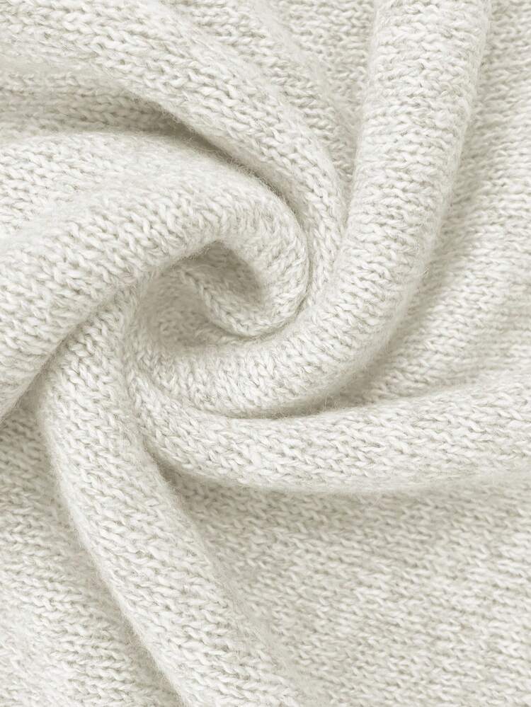 Elenzga Plus Size Autumn/Winter Casual Loose High Neck Versatile Long Sleeve Pullover Sweater - White - View 6