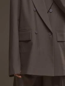 MUSERA Grey Oversized Baggy Long Blazer Fall Autumn Winter Cool Style Outfits - Grey - View 5