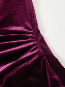 EastFlair Blus Elegan Berbahan Renda Patchwork Ukuran Plus - Burgundy - View 8