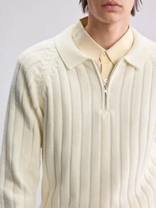 RONVEXI 男士素色插肩袖長袖半拉鍊休閒毛衣，秋冬款 - 彩色 - 查看 8