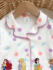 SHEIN 女嬰圓領長袖上衣與長褲休閒日常居家睡衣套裝 - 米色 - 查看 10