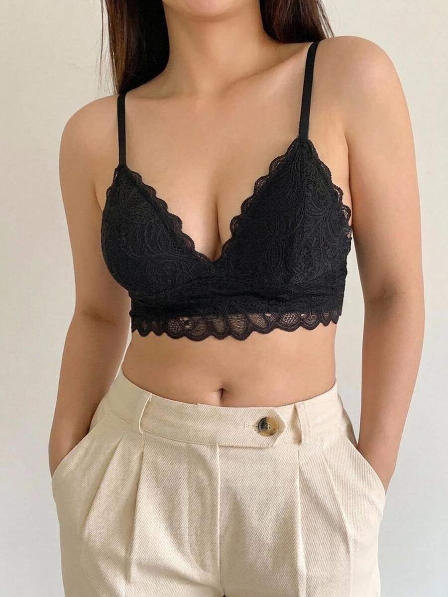 Dazy Plus Plus Size Elegant Lace Wire-Free Bra - Black - View 1