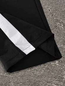 SHEIN Men's Teen Patchwork Colorblock Baggy Streetwear Woven Wide Leg Pants, Fall New Arrival, Suitable For Sports Casual Black - Black - View 4