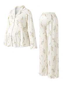 Moonlight&Mama Sweet Ditsy Floral Korean Style Women's Pajamas Long Sleeve Long Pants - Multicolor - View 4
