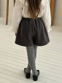 Hapijoa Young Girl) Woolen Autumn/Winter Casual Cute Short Basic Gray Shorts - Grey - View 5