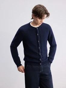 RONVEXI Men's Solid Color Casual Versatile Daily Wear Cardigan - Multicolor - View 5