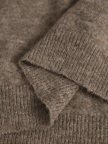 Elaquor Plus Size Women's Round Neck Colorblock Patchwork Fashion Minimalist Sweater Winter - Camel - View 7