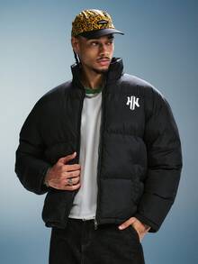 PAVTROS Men's Zipper Long Sleeve Padded Coat New Year New Year's Day - Black - View 4