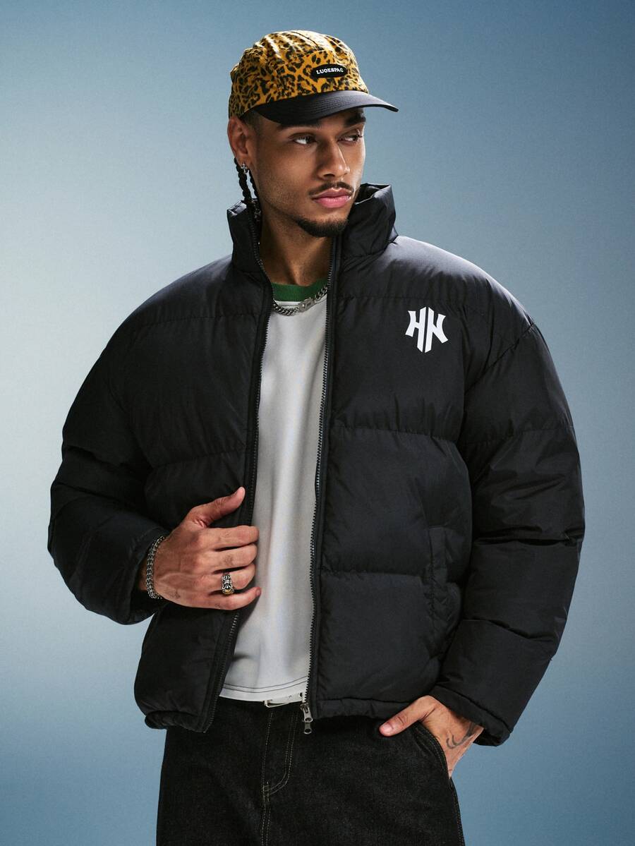 PAVTROS Men's Zipper Long Sleeve Padded Coat New Year New Year's Day - Black - View 1