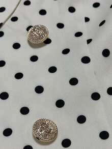 Penseblé Polka Dot Suit 2 Pieces Set, Matching Fabric Top And Bottom Design, Blending Professional Commuter Style With Retro Fashion. Suitable For Office Commute, Business Reception, And Casual Wear For Mature Women, Combining Formal And Looks. - Black and White - View 8