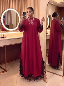SHEIN Lady CURVE Plus Size Dresses - Redwood - View 4