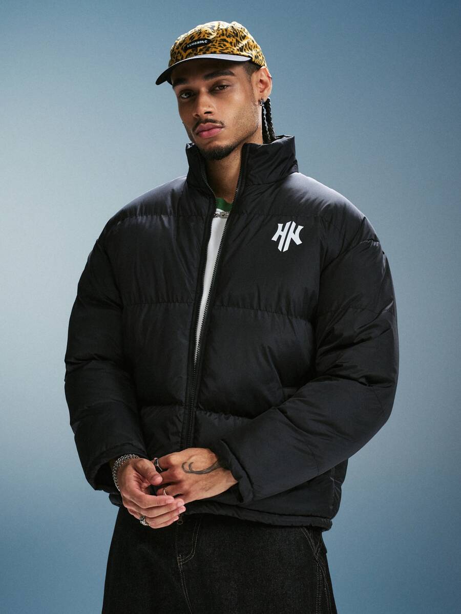 PAVTROS Men's Zipper Long Sleeve Padded Coat New Year New Year's Day - Black - View 1