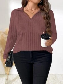 EMERY ROSE Áo thun Plus size - Bụi hồng - Xem 4