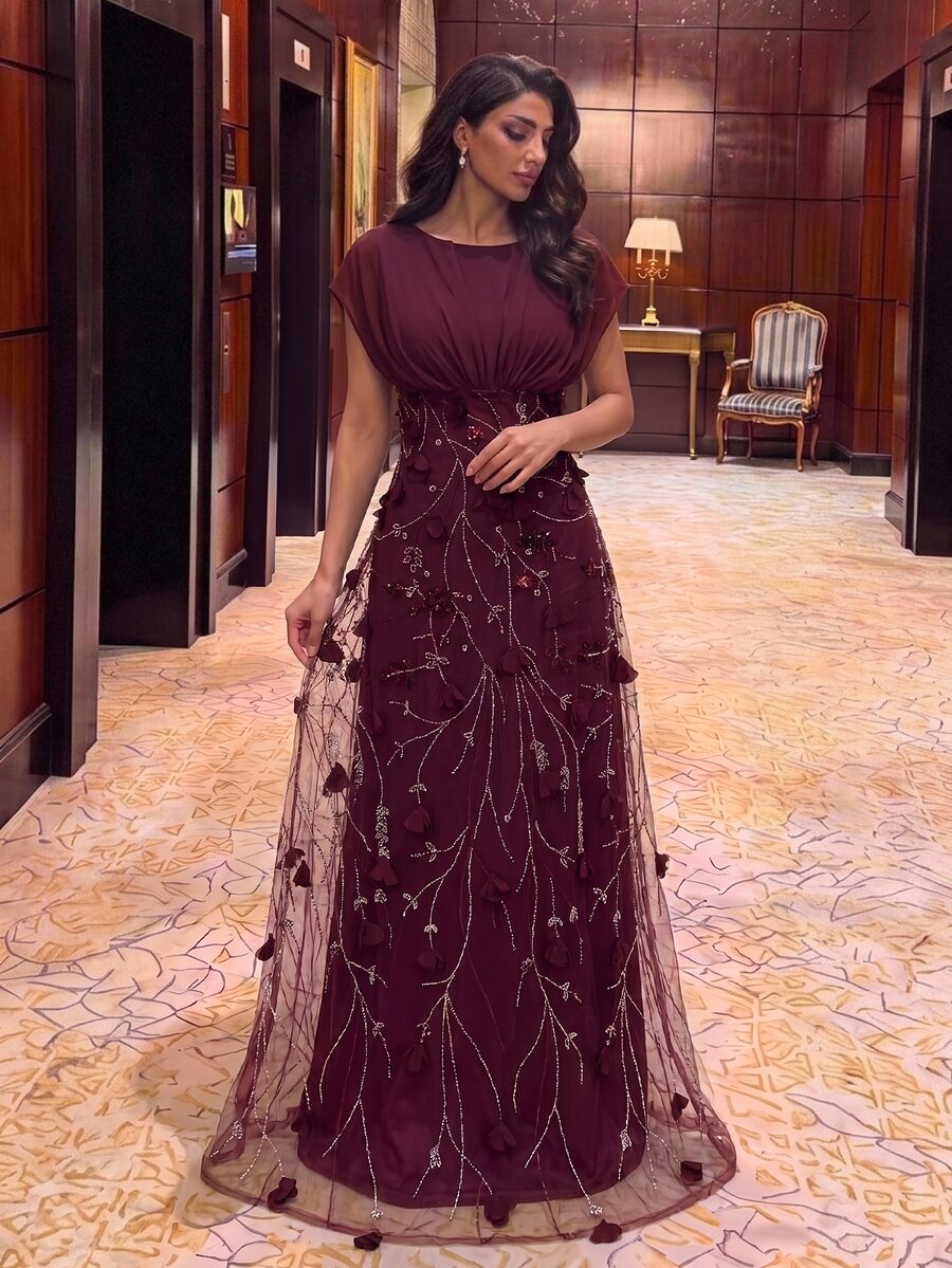 Aureia Elegant Luxurious Beaded Sequin Embroidered 3D Floral Patchwork ...