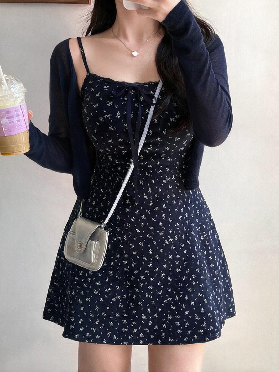 Dazy Plus Korean Style Small Ditsy Floral Short Dress & Solid Color ...