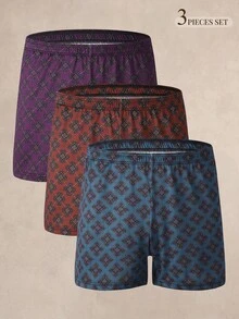 EverLounge Men's Home Shorts Printed Pattern Alro Pants (3 Pieces Set) - Multicolor - View 1