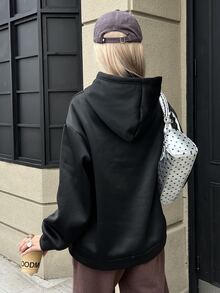 DAZY Women's Autumn/Winter Fashion Star Print Sweatshirt - Black - View 2
