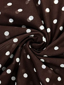 Auralis Brown Polka-Dot Double-Layer Mesh Mini Dress Featuring A Halter Neck, Tie-Back Detail, Fitted Waist, And Flared Skirt-Perfect For Dates, Parties, - Brown - View 8